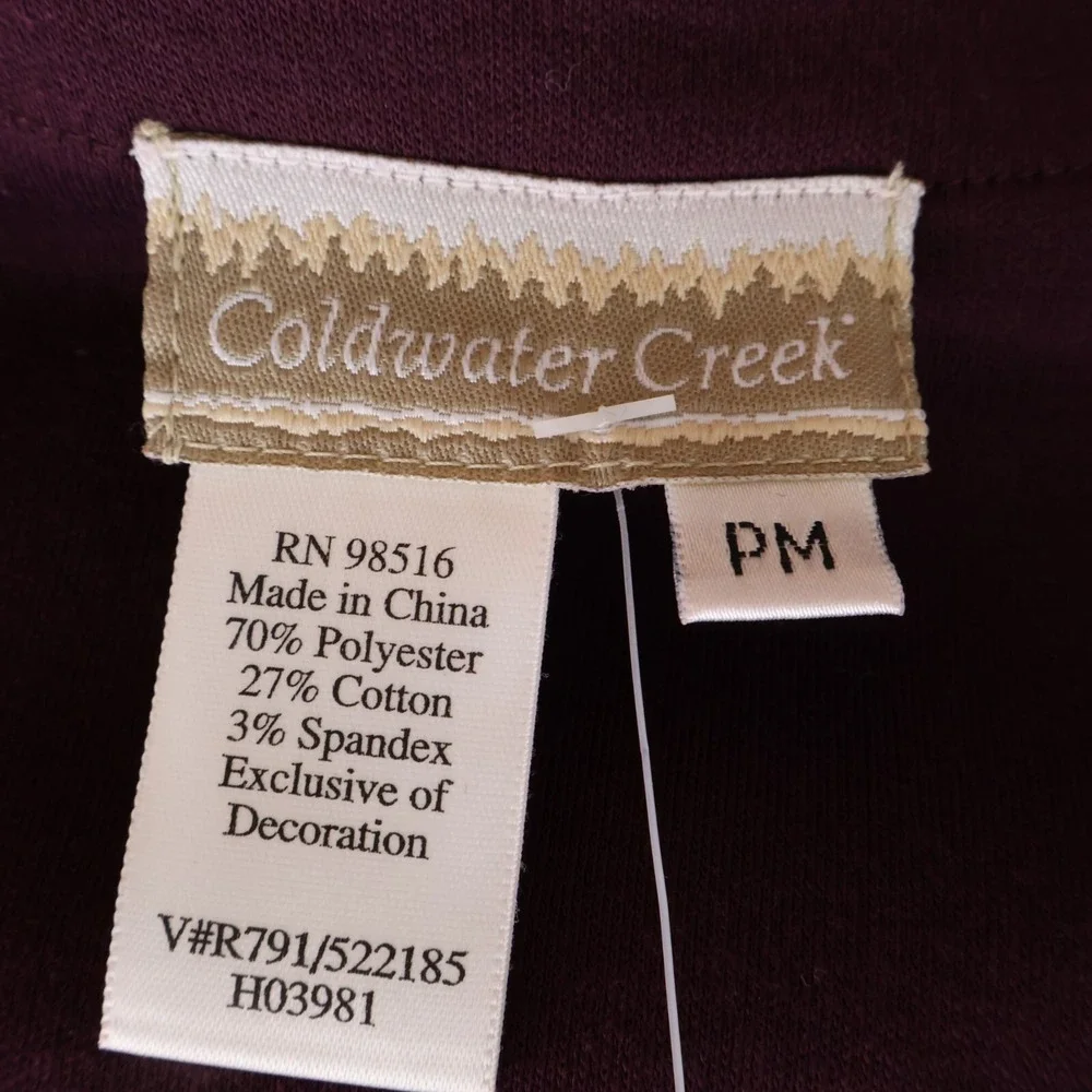 Coldwater Creek Blazer Jacket Womens Size PM Maroon Poly Blend‎ Shoulder Pads